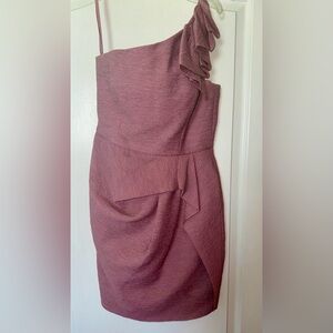 BCBG dusty rose dress. Asymmetrical shoulder